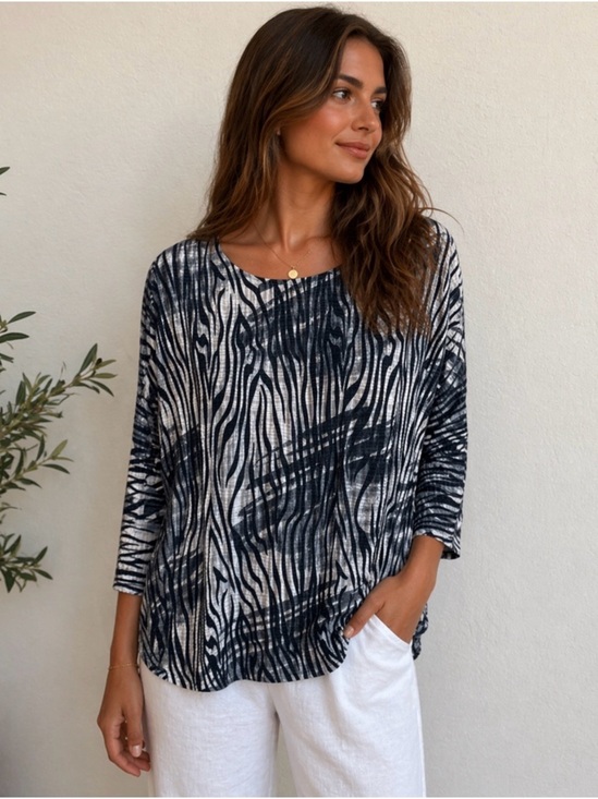 Designed With Passion In Minneapolis Tops - Black and White Zebra Print Long Sleeve Top Size XL